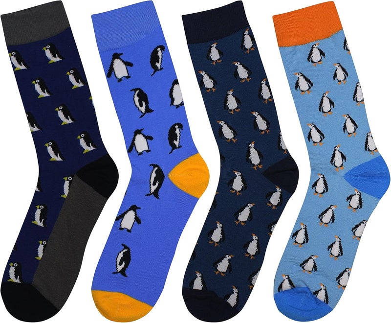 Cansok Men's 2/4 Packs Fun Crazy Novelty Dress Crew Socks - Image 2